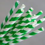 Straws Paper Standard bygreen Stripe Green (Carton 2500) (Pack 250)