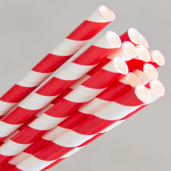 Straws Paper Standard bygreen Stripe Red (Carton 2500) (Pack 250)