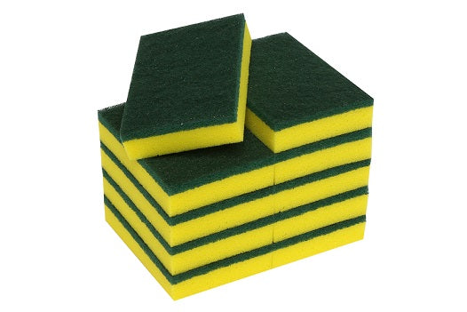 Scourer Green & Yellow Large (15x10x3cm) 10 Pack