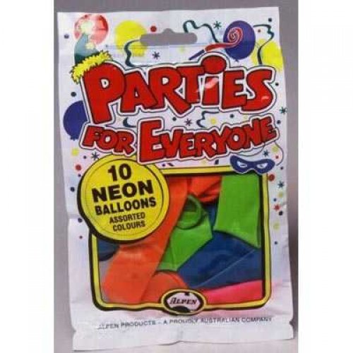 Balloons Mixed Colours 25cm Neon (Pack 10)