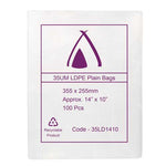 35um Clear Bag 14" x 10" (355mm x 255mm) (Carton 1000) (Pack 100)