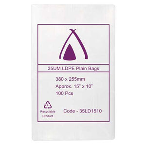35um Clear Bag 15" x 10" (380mm x 255mm) (Carton 1000)
