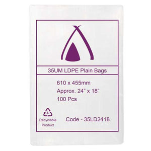 35um Clear Bag 24" x 18" (610mm x 455mm) (Carton 500) (Pack 100)
