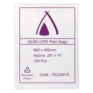 35um Clear Bag 26" x 16" (660mm x 405mm) (Carton 500) (Pack 100)