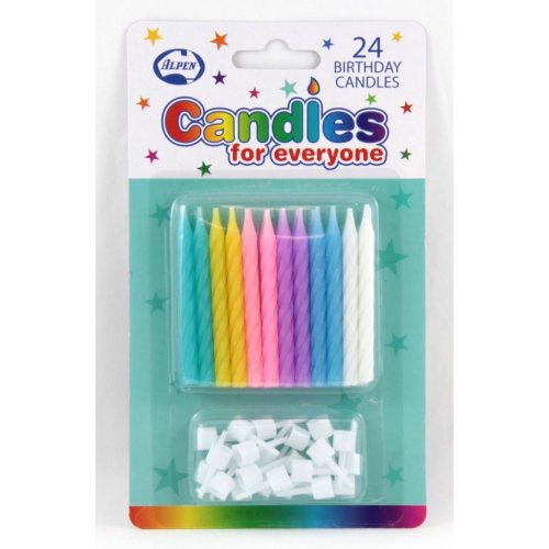 Candle Birthday Pastel With Holder Alpen  (Pack 24)