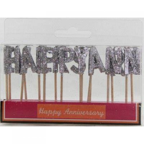 Candle Pick Anniversary Silver 135mm Each