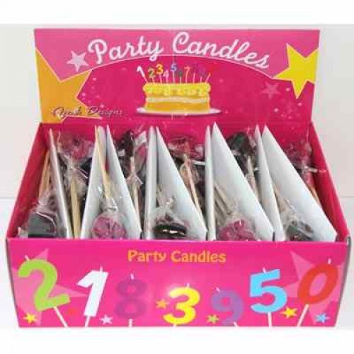 Candle Black & Pink Glitter Single Number Each