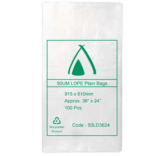 50um Clear Bag 36" x 24" (915mm x 610mm) (Carton 300) (Pack 100)