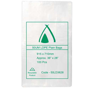 50um Clear Bag 36" x 28" (915mm x 710mm) (Carton 300) (Pack 100)