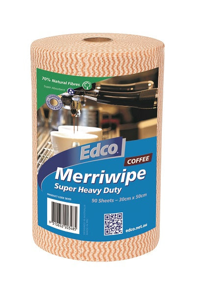 Wipe Merriwipe Super Heavy Duty Coffee (30cmx50cm) 90 Sheets Wipe Roll