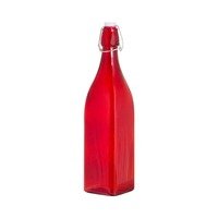 Glass Bottle Square Clear or Red 1L
