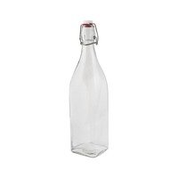 Glass Bottle Square Clear or Red 1L