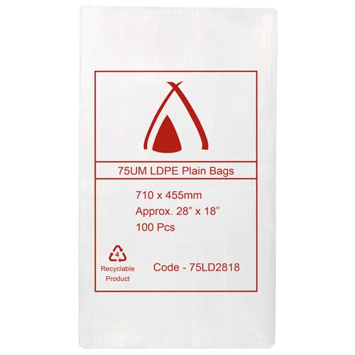 75um Clear Bag 28" x 18" (710mm x 455mm) (Carton 300)