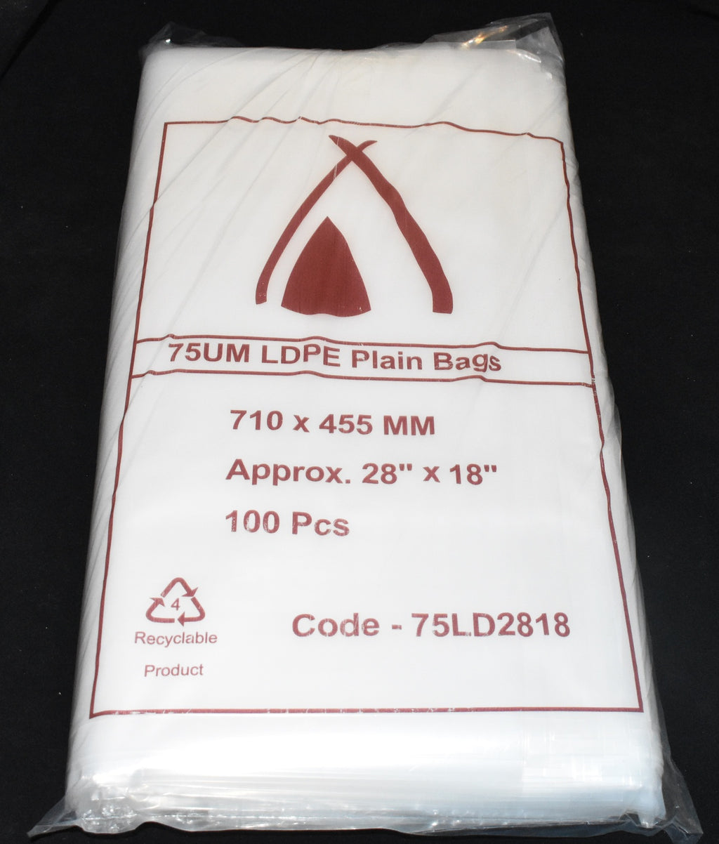 75um 28x18" Clear Bag (710x455mm) (Pack 100)