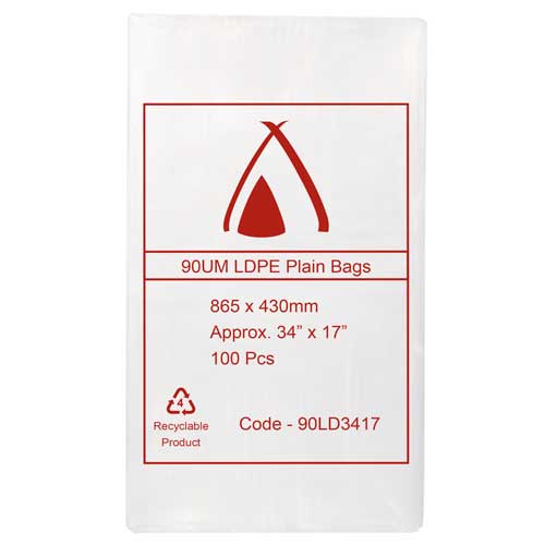 90um Clear Bag 34" x 17" (Carton 300)