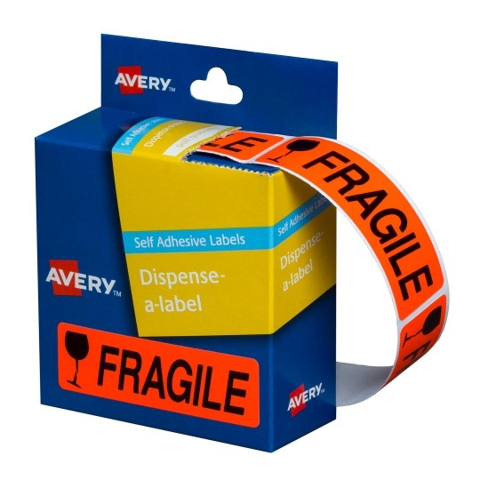 Avery Fragile Dispenser Label 64x19mm (125 Labels)