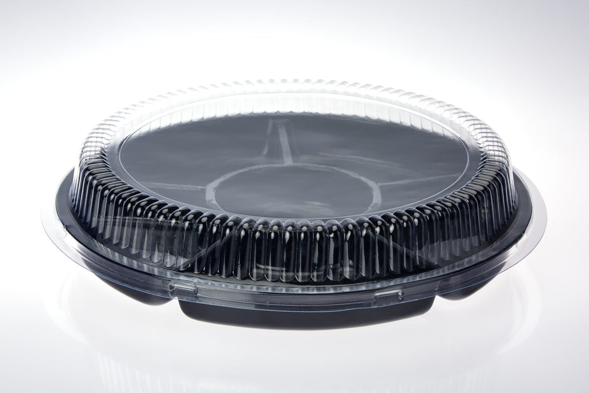 Platter Plastic 12 Compartment Round Black Each