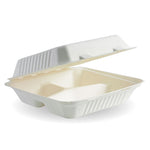 Bio Cane Clamshell (9"x9"x3") 3 Compartment HL-93 (Carton 200) (Sleeve 100)