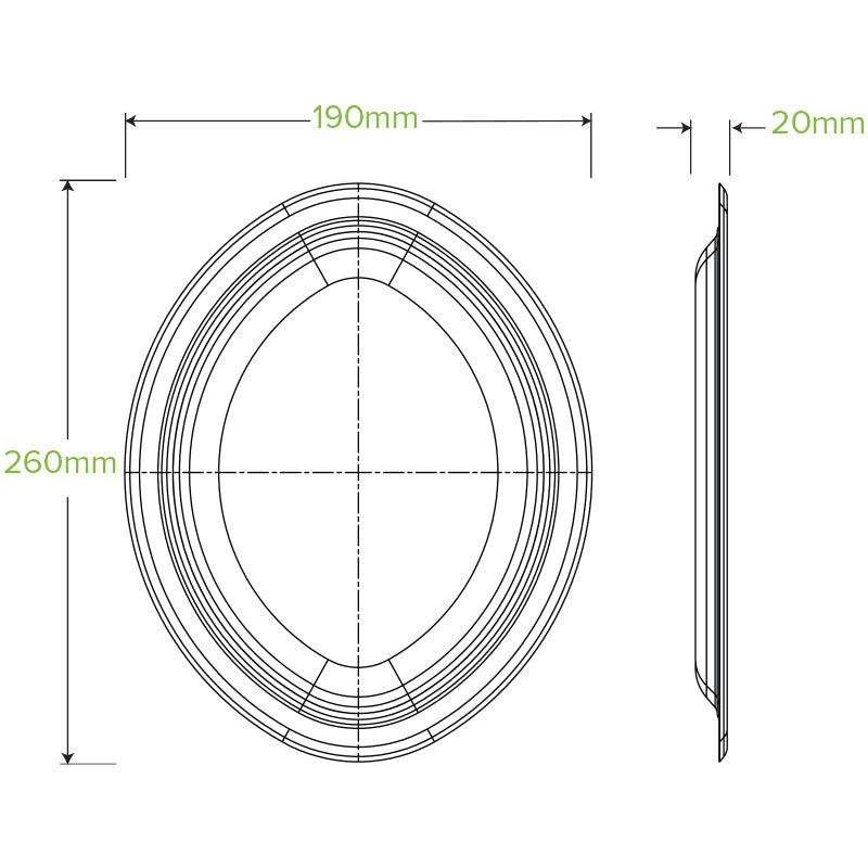 Bio Cane Plate Oval 10.25"x7.75"(Carton 500) (Sleeve 125)