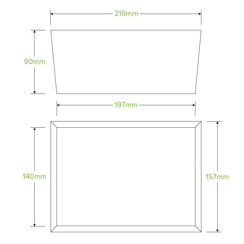 Bio Box Lunch Extra Large 197x140x90mm (Carton 200)