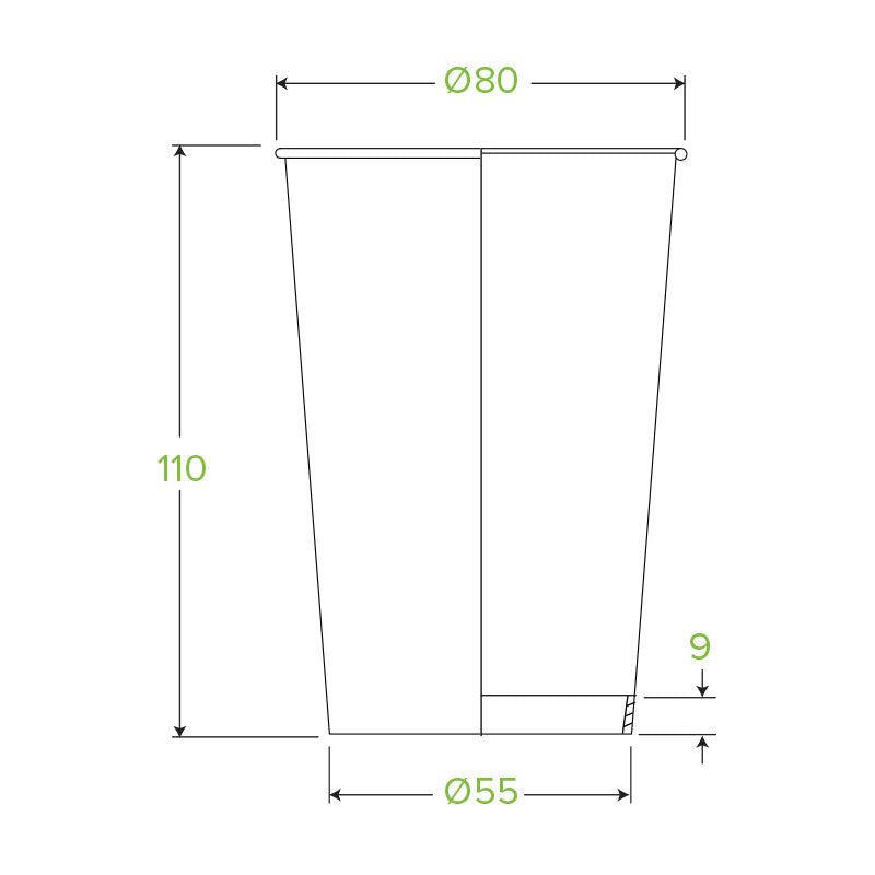 Bio Cup 10oz Single Wall Green Line (Carton 1000)