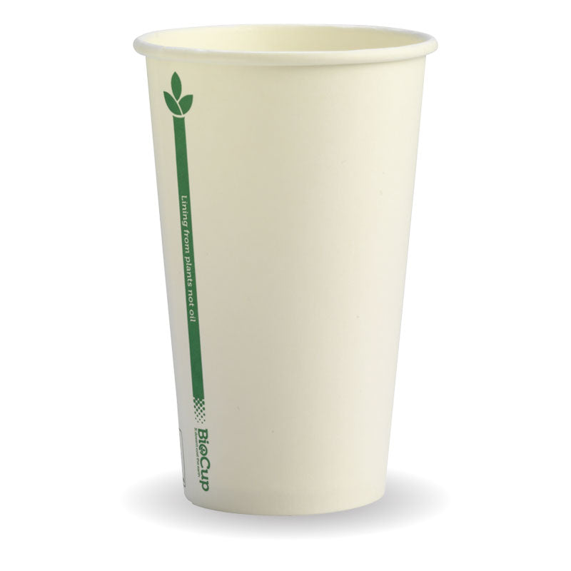 Bio Cup 12oz(80mm)/375ml Single Wall Green Line White (Carton 1000) (Sleeve 50)