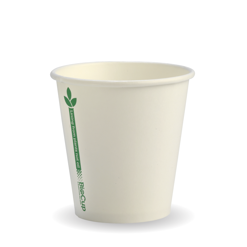 Bio Cup 6oz Single Wall Green Line White (Sleeve 50)