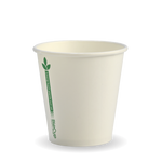 Bio Cup 6oz Single Wall Green Line White (Sleeve 50)