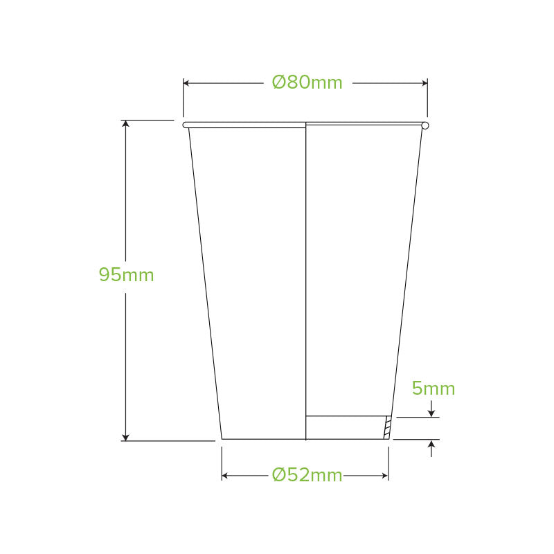 Bio Cup 8oz/236ml Single Wall Green Line White (Carton 1000) (Sleeve 50)