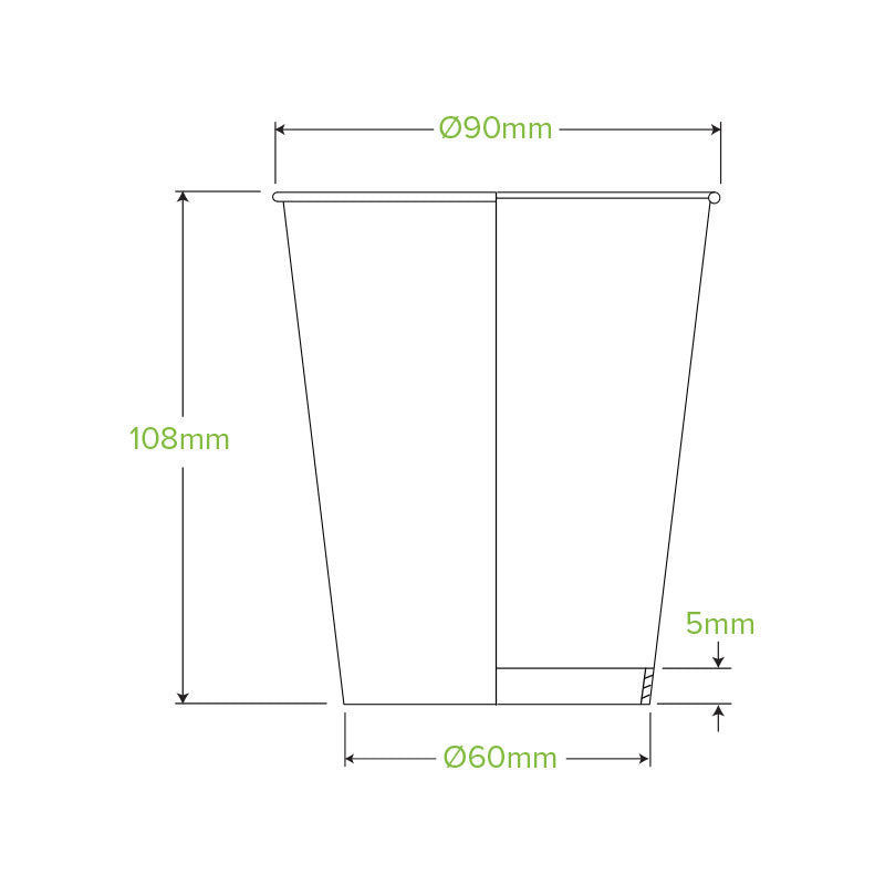 Bio Cup 12oz/354ml Single Wall Brown Kraft (Carton 1000) (Sleeve 50)