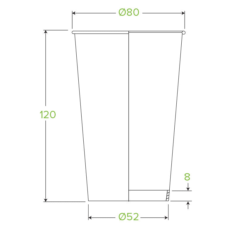Bio Cup 12oz/354ml Single Wall 80mm Gr/Line Brown (Carton 1000) (Sleeve 50)