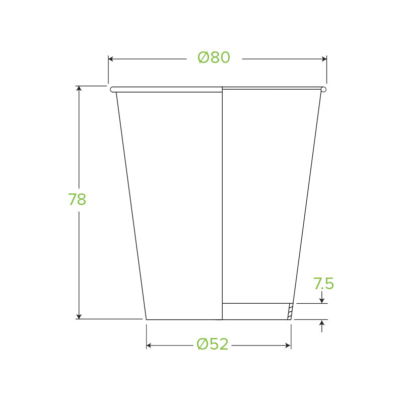 Bio Cup 6oz Single Wall Green Line White (Carton 1000)