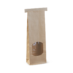 Bag Brown Small Window 250g C644S0010 (264x92x47mm) Tin Tie (Carton 500)