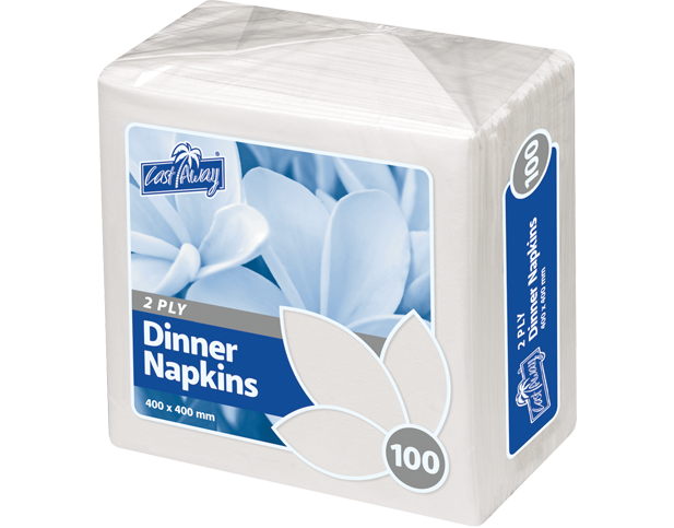 2 Ply Dinner White Napkin C/A (Carton 1000) (Pack 100)