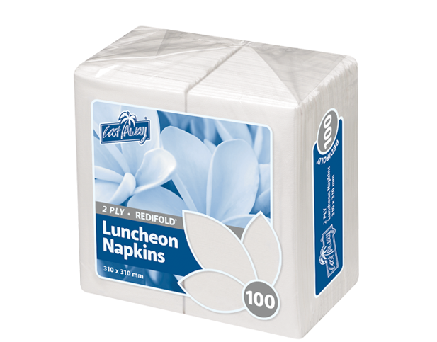 2 Ply Lunch White Redi Fold Napkin C/A (Carton 2000) (Pack 100)