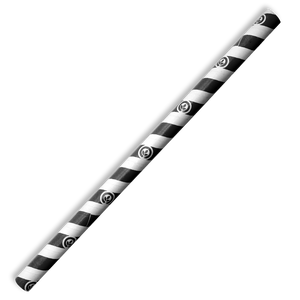 Straws Paper Jumbo Biopak 10x197mm Black Stripped Straw (Carton 2500) (Sleeve 100)