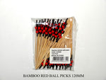 Picks - Bamboo Red Ball Pick 120mm (100 Pieces)