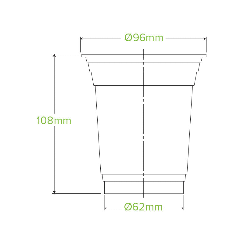Bio Cup PLA Plastic 420ml Clear (Carton 1000) (Sleeve 50)