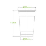 Bio Cup PLA Plastic 600ml Clear (Carton 1000) (Sleeve 50)