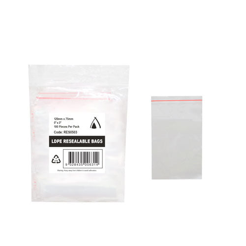 Resealable Bag 5x3" (125x75mm) (Carton 1000) (Pack 100)