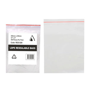 Resealable Bag 12x9 "(305x230mm) (Carton 1000) (Pack 100)