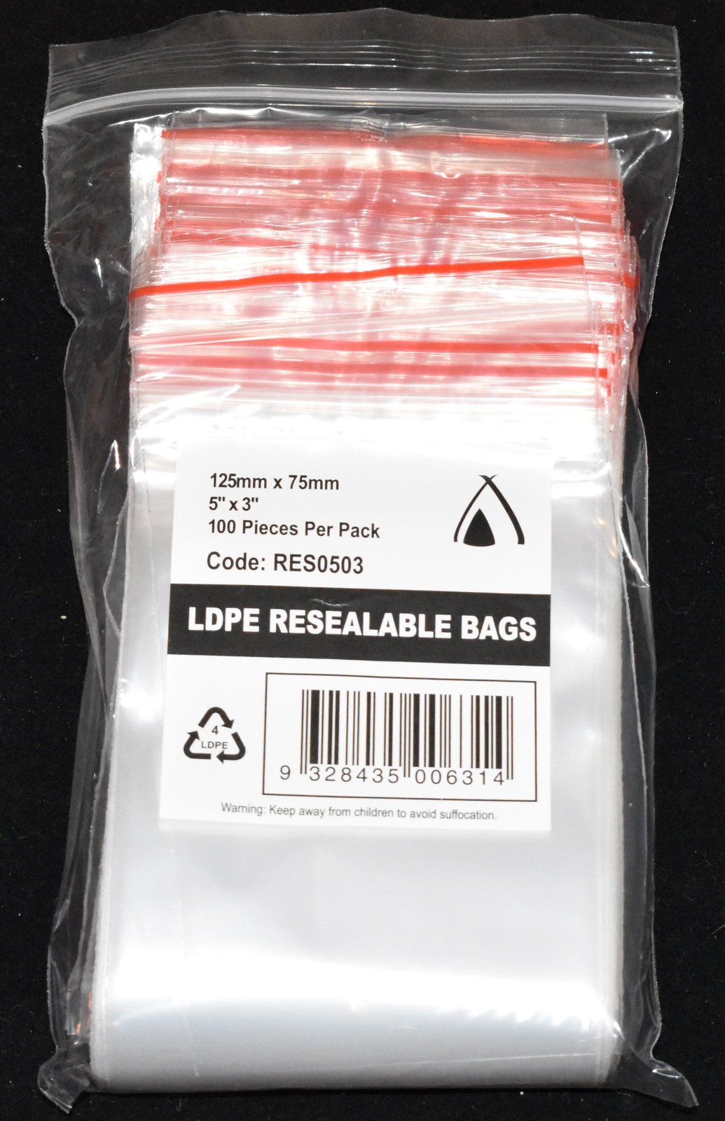 Resealable Bag 5x3" (125x75mm) (Carton 1000) (Pack 100)