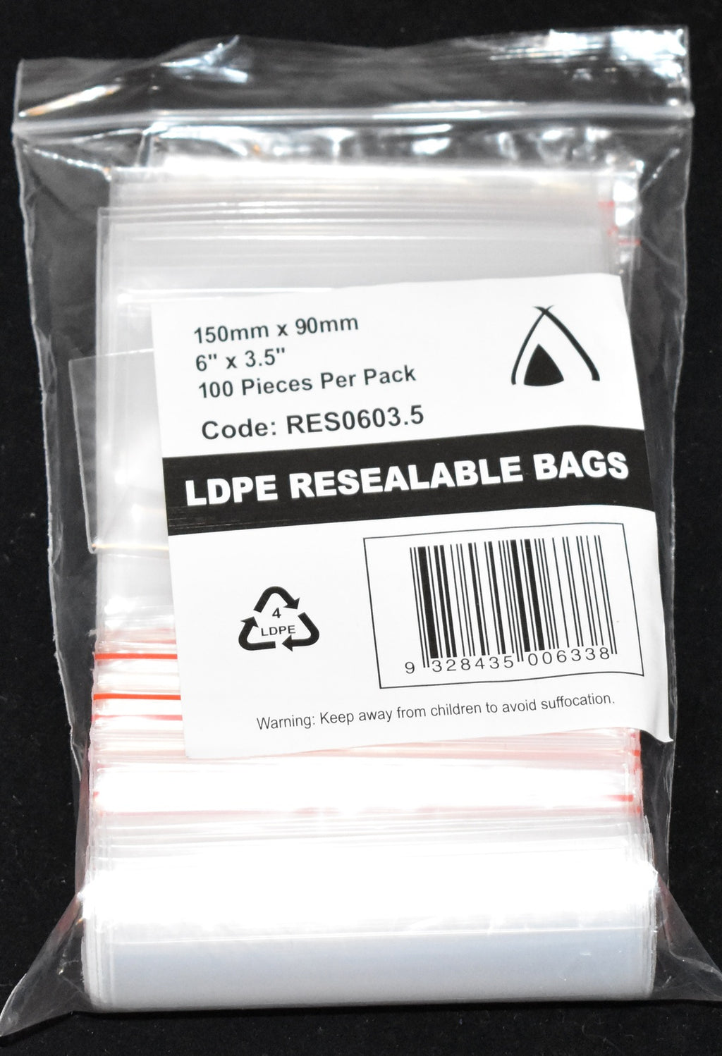 Resealable Bag 6x3.5" (150x90mm) (Carton 1000) (Pack 100)