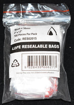 Resealable Bag 1.5x2" (38x50mm) (Carton 1000) (Pack 100)