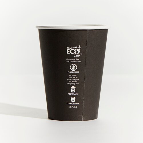 12oz Truly Eco Paper Single Wall Black Cup Pinnacle (Carton 1000) (Sleeve 50)
