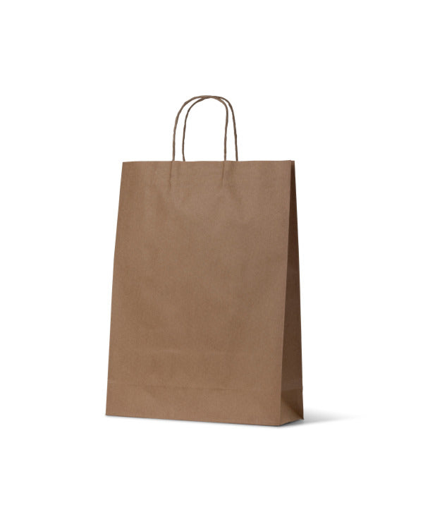 Paper Carry Bag Midi Brown Brown 420x310x110mm (Carton 250) (Pack 50)