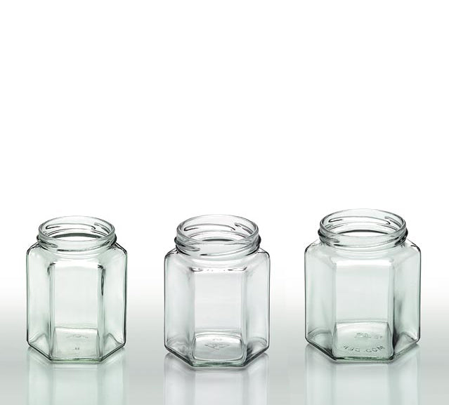 Glass Jar 190ml Hexagonal 58mm  (Carton 28) (Each)