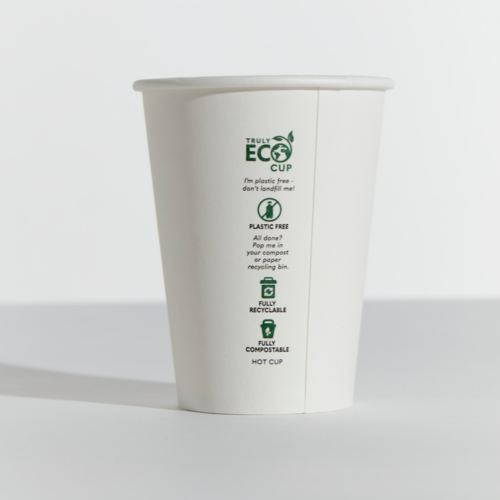 12oz Truly Eco Paper Single Wall White Cup Pinnacle (Carton 1000) (Sleeve 50)