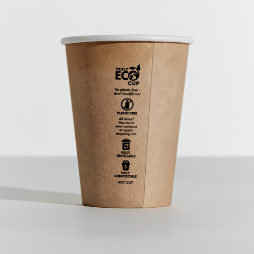 12oz Truly Eco Paper Single Wall Kraft Cup Pinnacle (Carton 1000) (Sleeve 50)